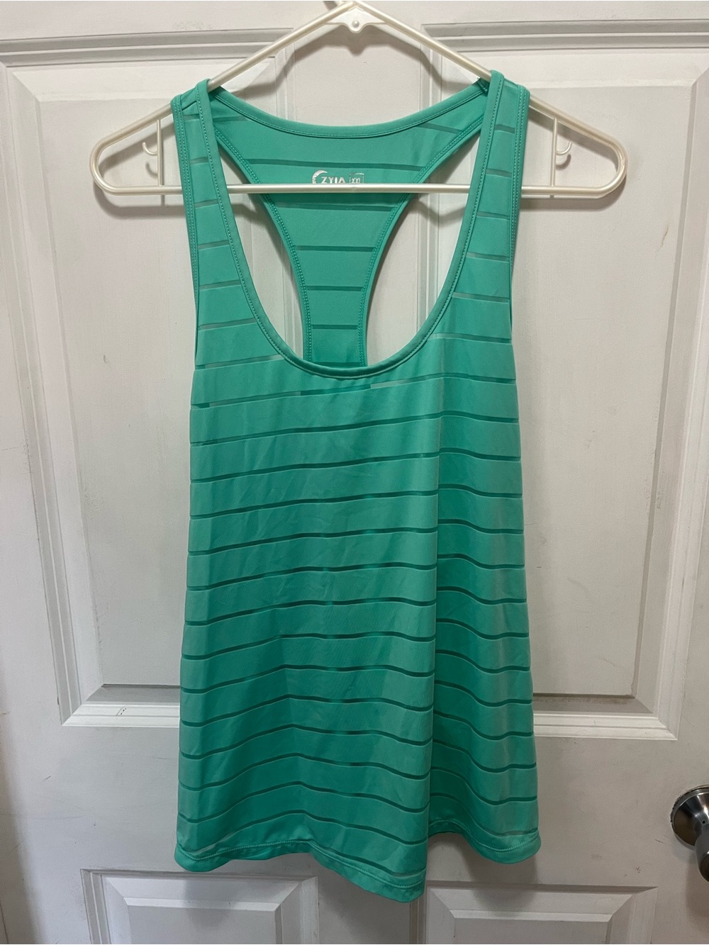 Zyia Active Mint Green Striped Racerback Tank Top